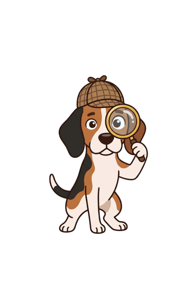 Buddy the Beagle playing detective, star of the Buddy's Diary blog
